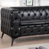 Square Arm Removable Cushion 3 Seater Sofa - Black - Image 13
