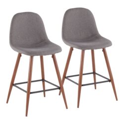 Pebble - Mid-Century Modern Counter Stool (Set of 2) - Walnut / Charcoal