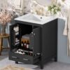 24" Bathroom Vanity With Integrated Undermount Sink, 2 Doors And 1 Drawer, Soft Close Hinges - Black - Image 3