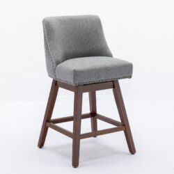 Counter Height Swivel Barstools, 26'' H Seat Height Upholstered Bar Stools (Set of 2), Fabric - Gray