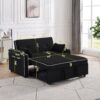 Sofa Bed, 3 In 1 Convertible Sofa Chair Bed, Adjustable Backrest Chair, Chaise Lounge With USB Ports, Cup Holder, Side Pocket - Black - Image 12