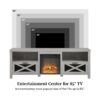 Industrial Farmhouse Metal Mesh Drop Down X Door 70" Fireplace TV Stand For 80" TVs - Stone Gray - Image 3