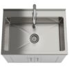 Shaker - Modern, Wide Laundry Cabinet With Faucet And Stainless Steel Sink - White - Image 7