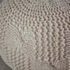 Bordeaux - Knitted Cotton Round Pouf Ottoman Floor Cushion - Beige - Image 6