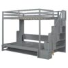 Full Over Full Size Murphy Bed With Hydraulic Lift & Desk Design - Gray - Image 12