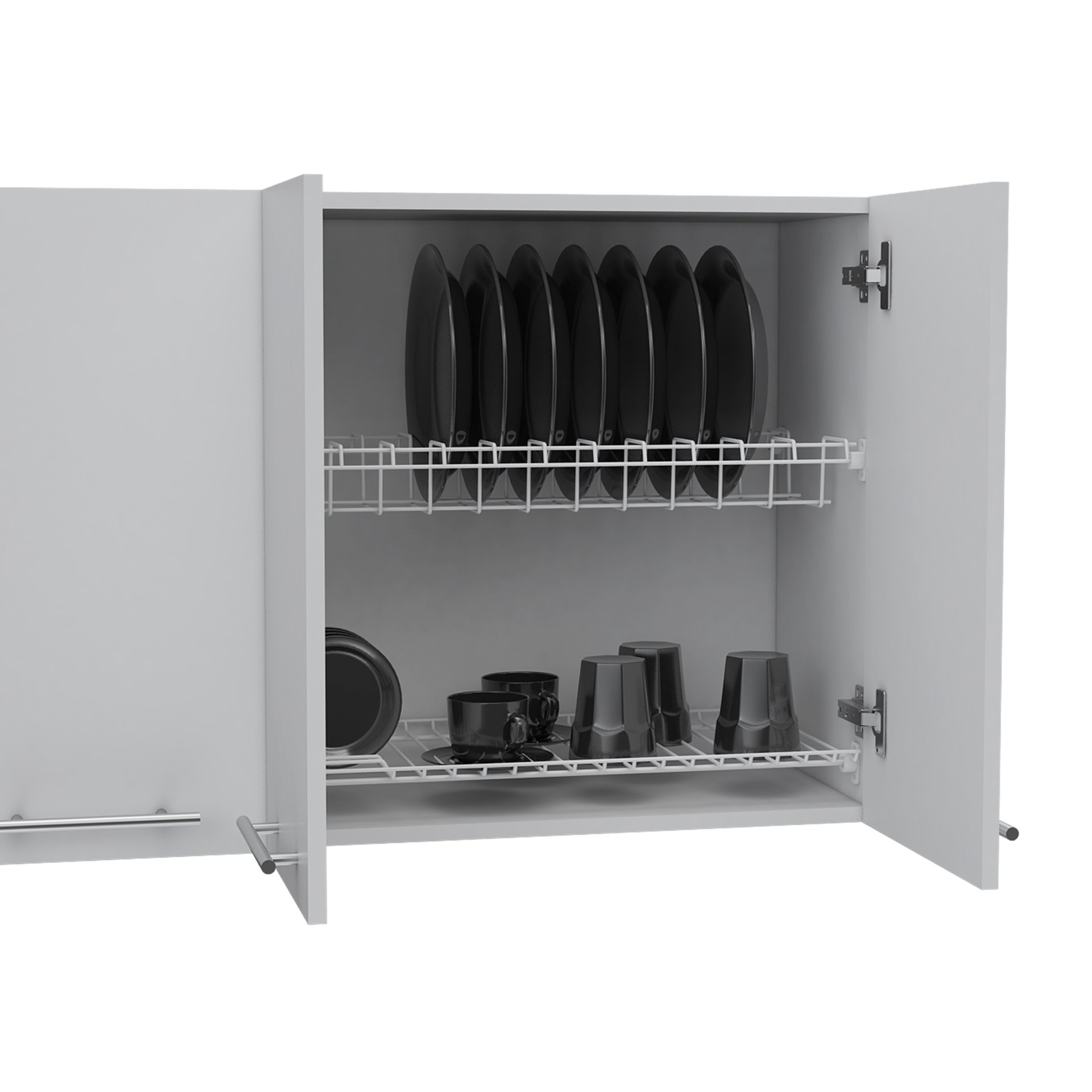 Wall Cabinet Four Doors, With Two Internal Shelves And Internal Plate And Glass Organizer - White - Image 5