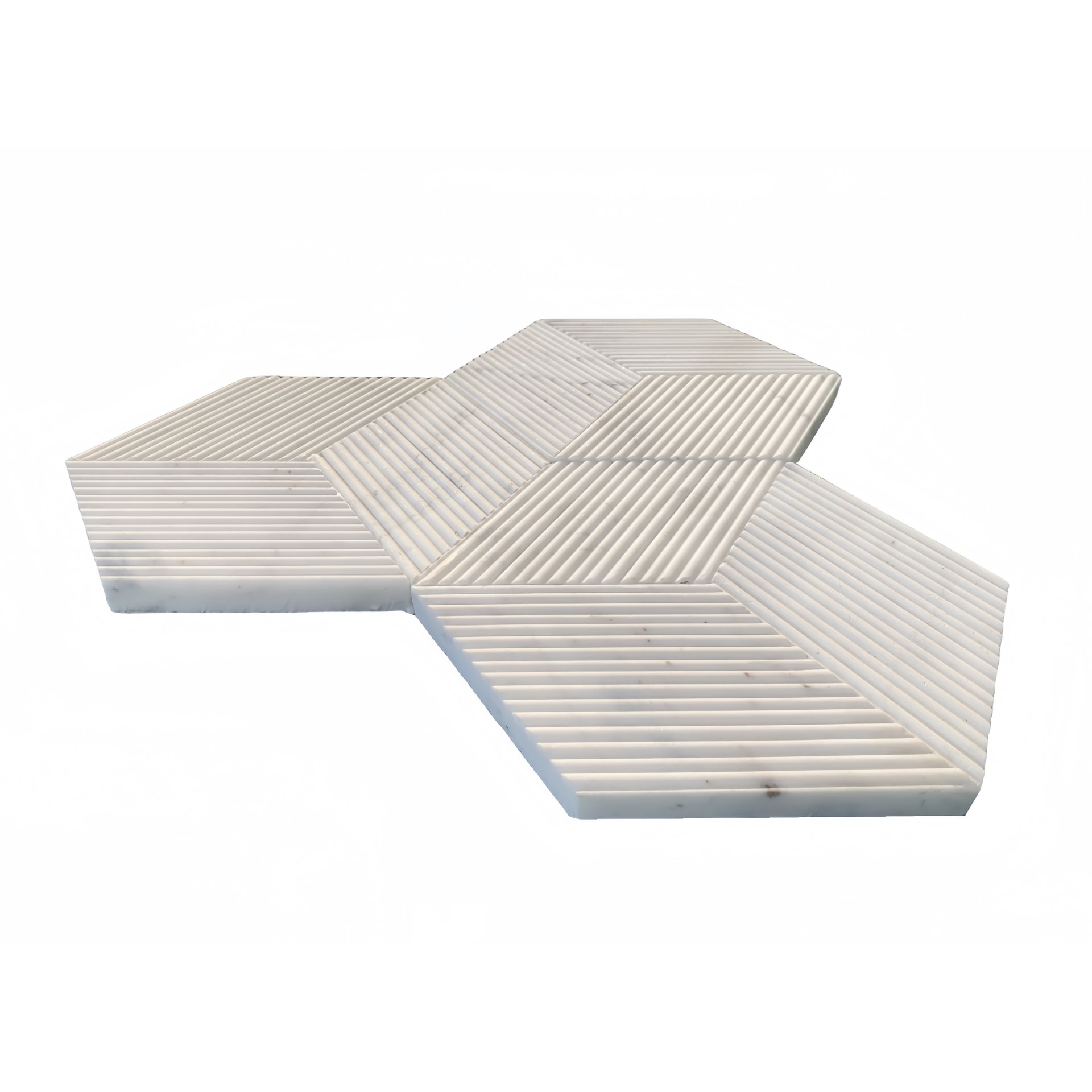 Hexagon Snow Mountain Ol Textured Marble Tiles For Wall Decoration Stone (Set of 12) - White / Natural - Image 6