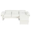 Convertible Futon Sofa Bed Futon Sofa Couch With An Adjustable Backrest, A Reversible Chaise Lounge And 2 Removable Armrest Pillows For Living Room - Beige - Image 14