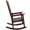 Wooden Oversized Porch Rocker Chair With Wide Seat And Tall Backrest, High Back Smooth Rocking Chairs For Outdoor & Indoor - Brown - Image 6