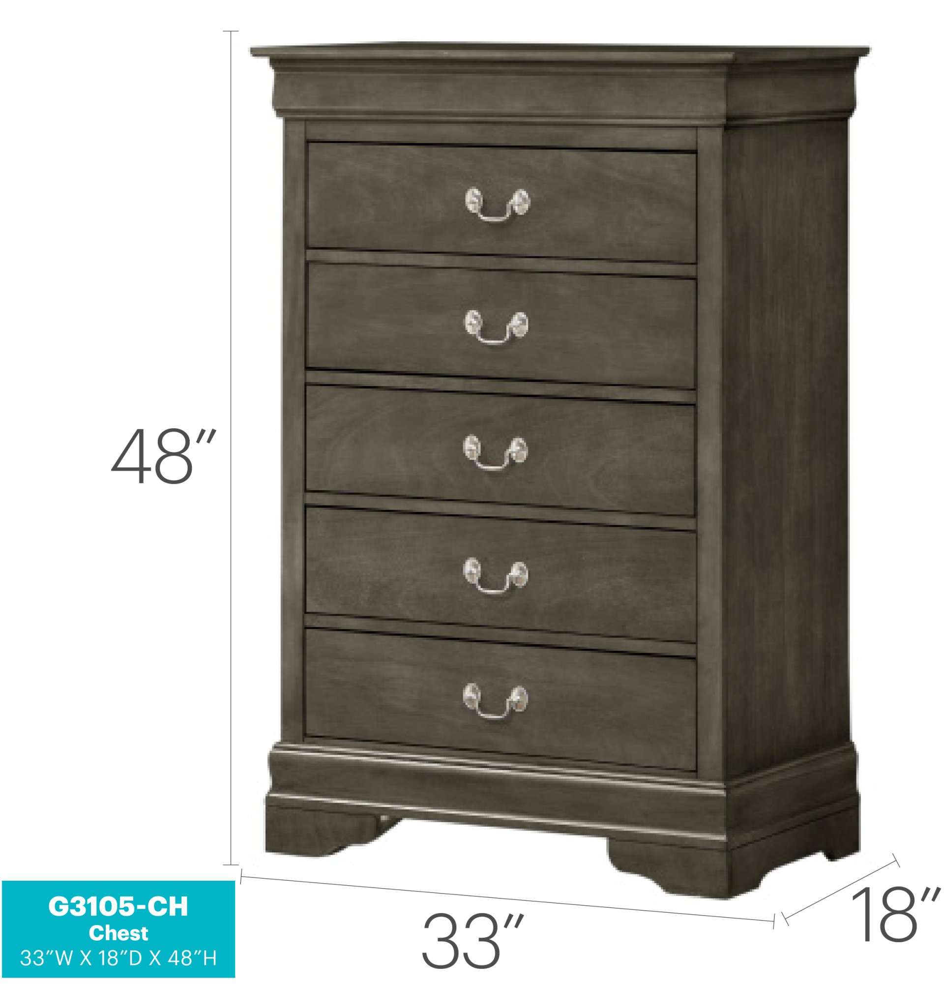Traditional Style Storage Chest - Gray - Image 2