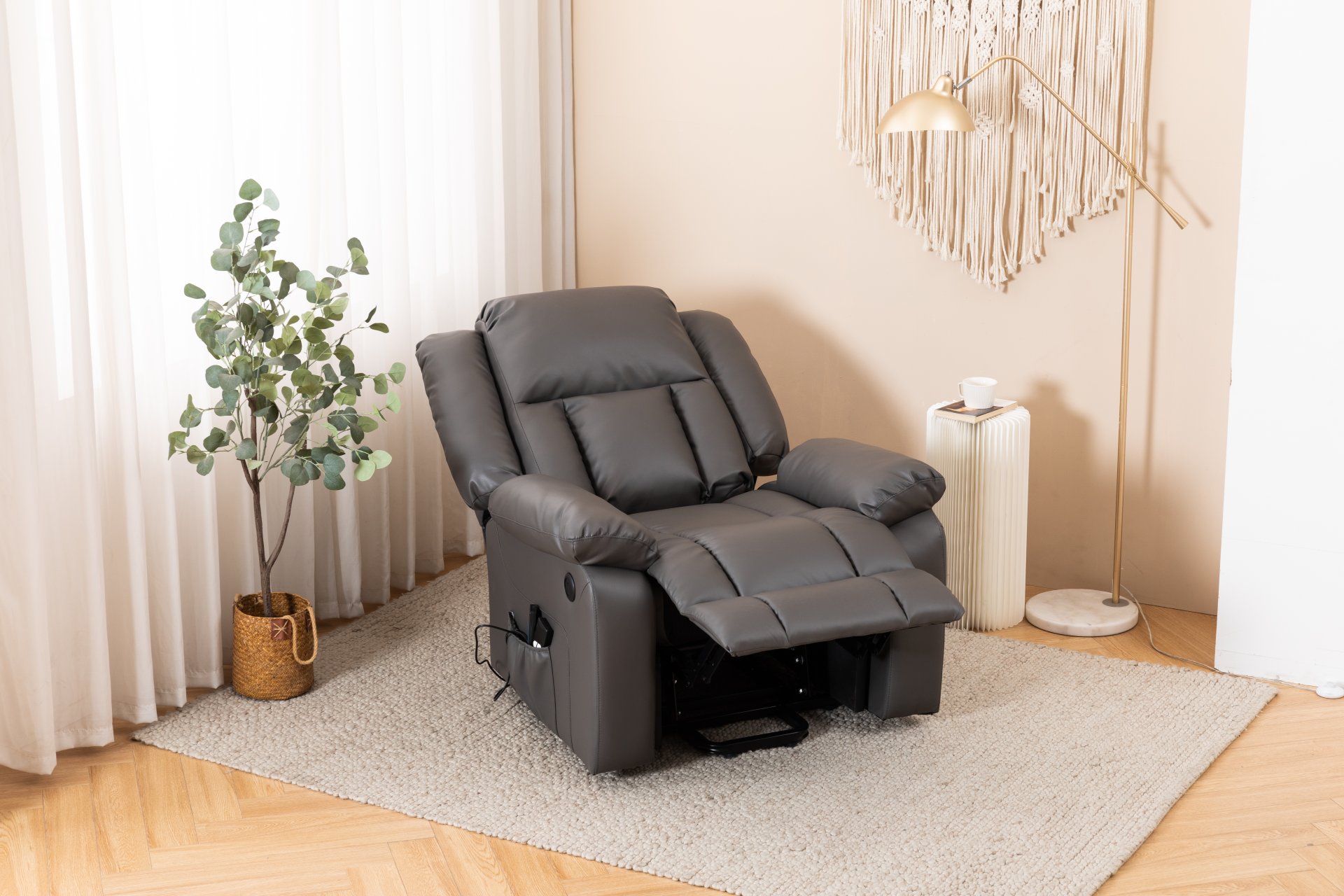 Electric Power Massage Recliner Chair - Dark Gray - Image 15