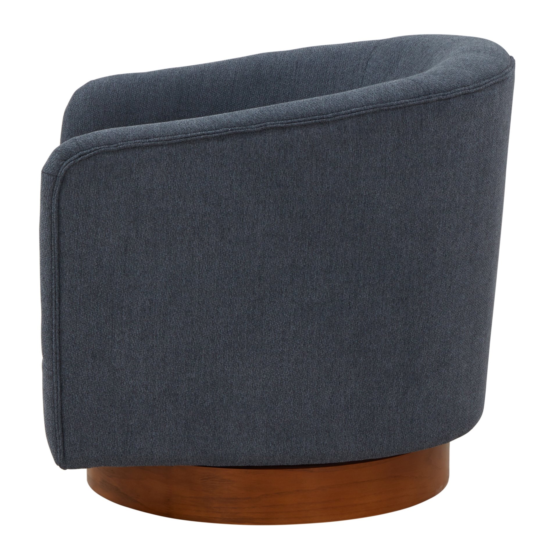 Miramar - Chenille Swivel Chair With Wooden Base And Plush Cushion - Blue - Image 10