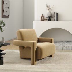 Ethan - Fully Upholstered Accent Arm Chair - Camel Brown Beige