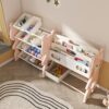 Kids Toy Storage Organizer With 2 Tier Bookshelf And 12 Toy Bins - Pink - Image 6