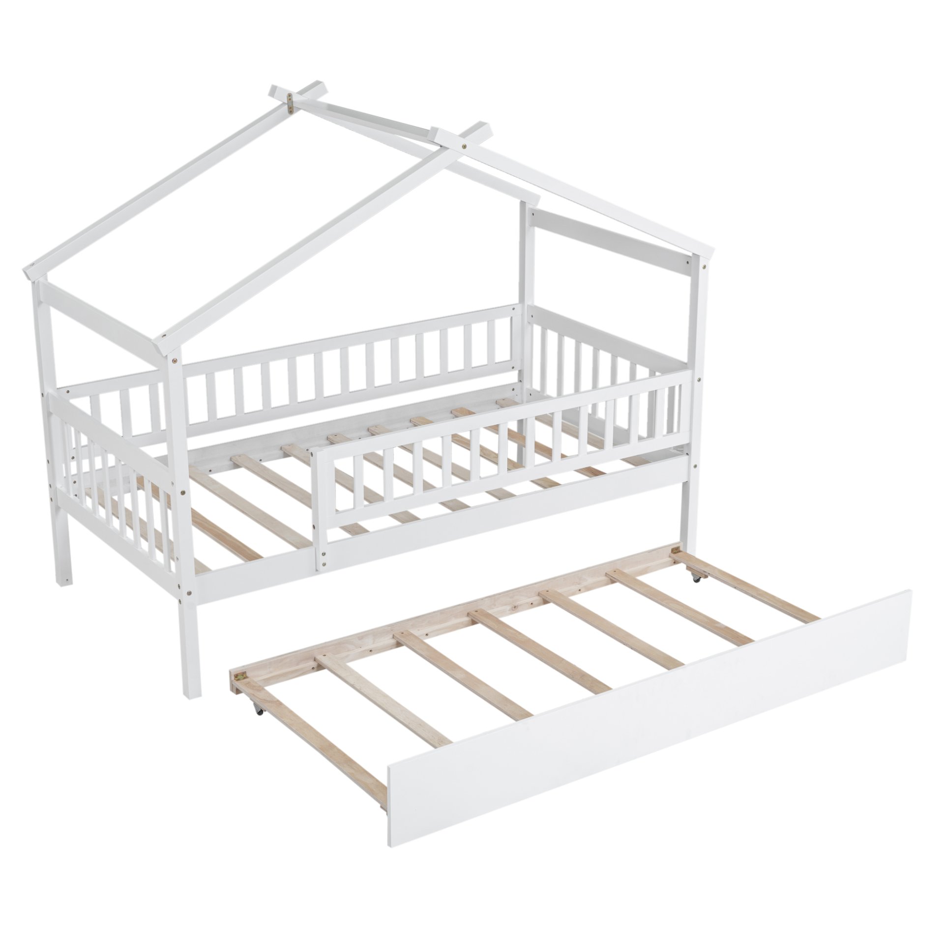 Twin Size House Bed & Twin Size Trundle - White - Image 5