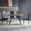 Modern Minimalist Style Dining Table MDF Wooden Top Metal Shelf Metal Heat Transfer Legs Leveling Feet For Dining Room Kitchen Office Table - Walnut / Black - Image 4
