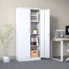Heavy Duty Metal Garage Storage Cabinet, Steel Locking Cabinet With Adjustable Shelves - Brushed Nickel - Image 2