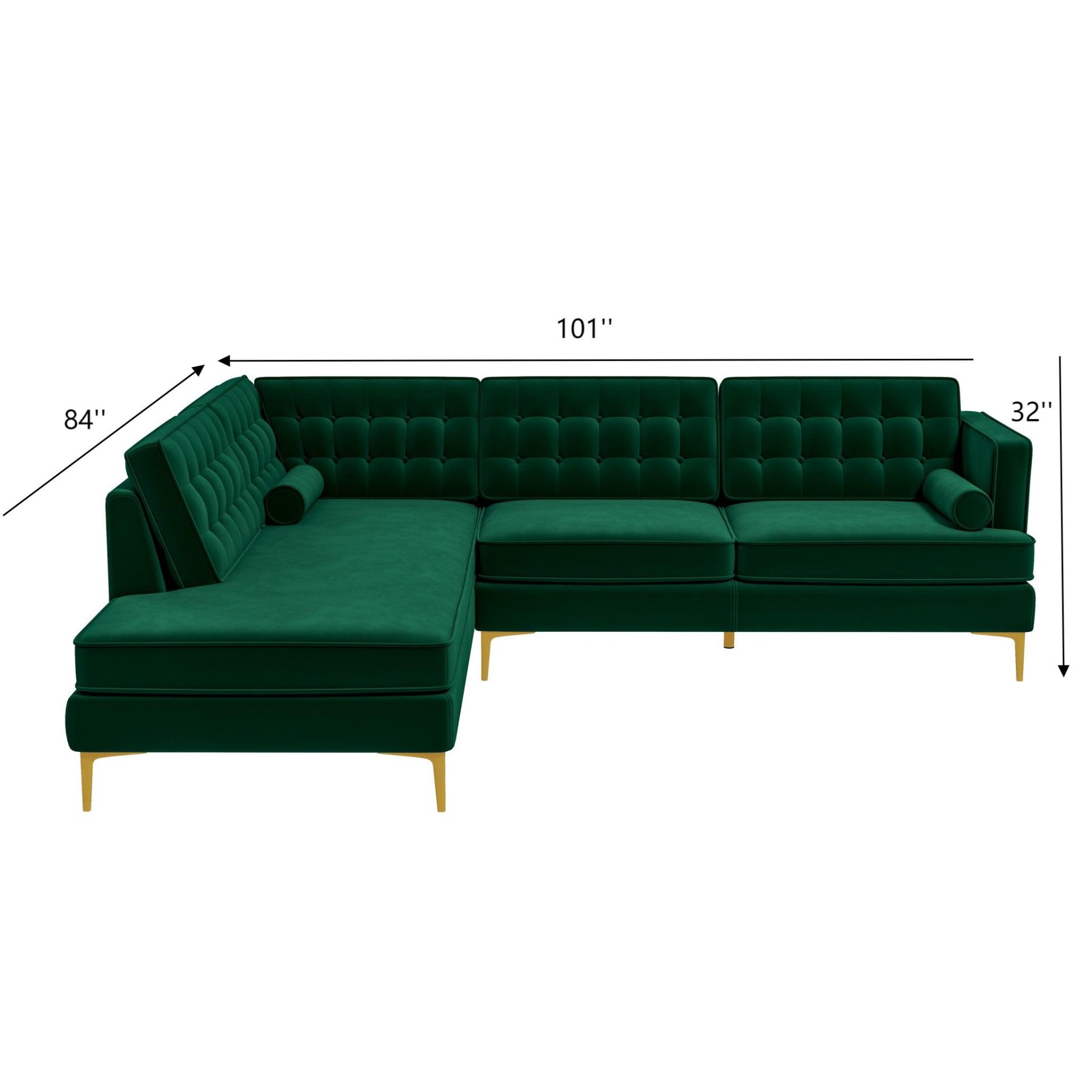 Brooke - Sectional Sofa Left Facing - Green - Image 3