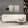 Evelyn - Mid-Century Modern Boucle Luxury Chesterfield Sofa - Ivory White / White - Image 2