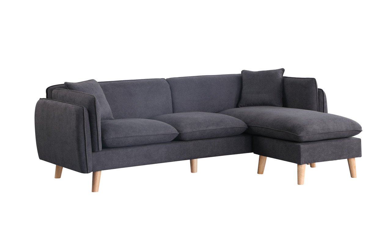 Brayden - Fabric Sectional Sofa Chaise - Dark Gray - Image 5