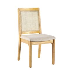Modern Solid Wood Dining Chair With Rattan Inset Back (Set of 2) - Natural