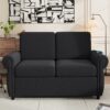 Pull Out Sofa Bed Loveseat Sleeper With Twin Size Memory Mattress With Two USB Ports For Living Room Spaces - Black - Image 9