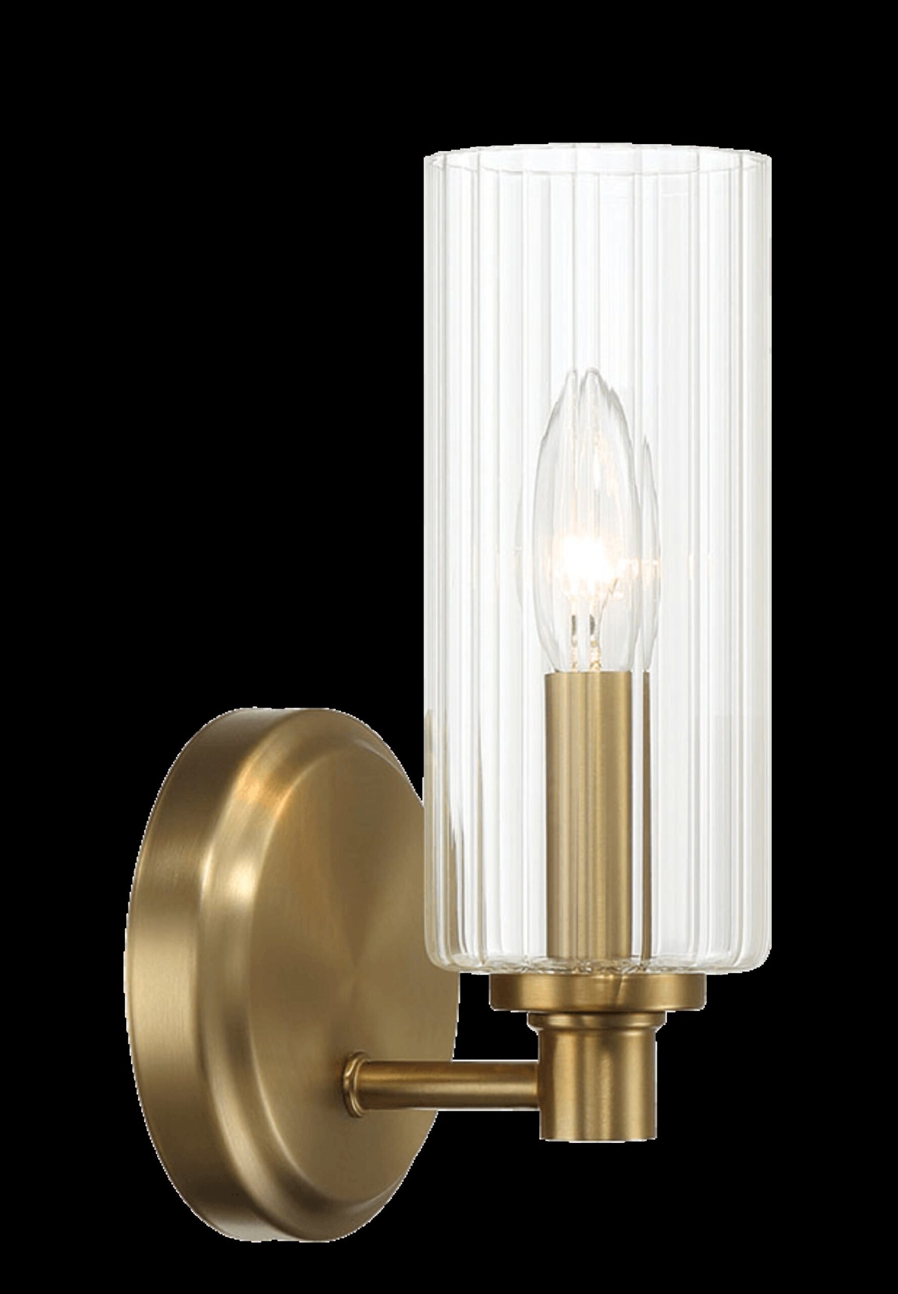 Jardin - Single Light Wall Sconce With Clear Ribbed Satin - Clear / Gold - Image 2