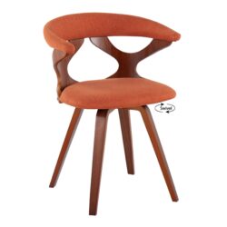 Gardenia - Mid-Century Modern Dining / Chair With Swivel - Walnut / Orange