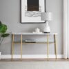 Modern Minimal Curved Faux Marble Entry Table - Gray / Gold - Image 5