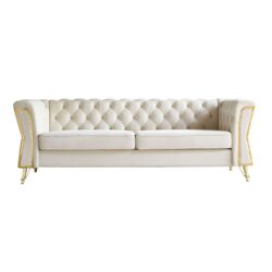 Modern Tufted Velvet Sofa For Living Room - Beige