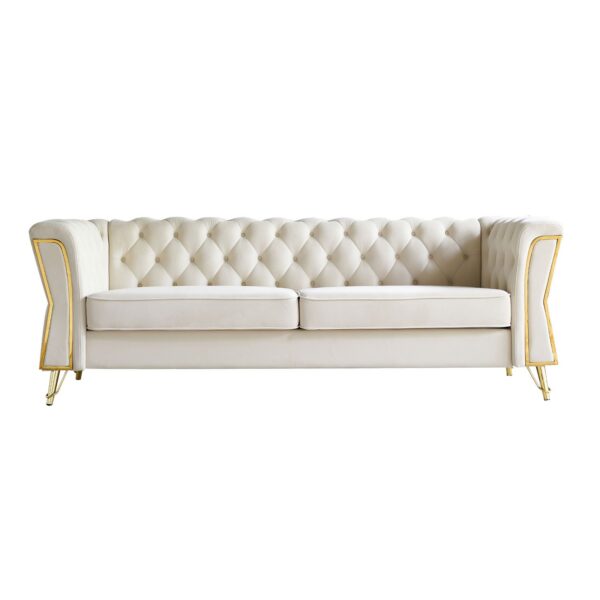 Modern Tufted Velvet Sofa For Living Room - Beige