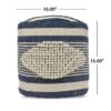 Diamond - Handcrafted Fabric Cylindrical Pouf - White / Dark Blue - Image 3