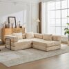 Convertible Floor Sofa Bed With Fixed Shape Frame, Boneless Modular Sectional Sofa, For Living Room - Beige - Image 15