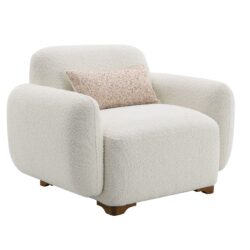 Darius - Boucle Accent Chair With 1 Toss Pillow - Beige