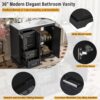 36" Bathroom Vanity With Sink, Soft Close Doors, Adjustable Shelf & 3 Drawers - Black - Image 9