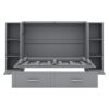 Full Size Murphy Bed With Shelves, Drawers And USB Ports - Gray - Image 6