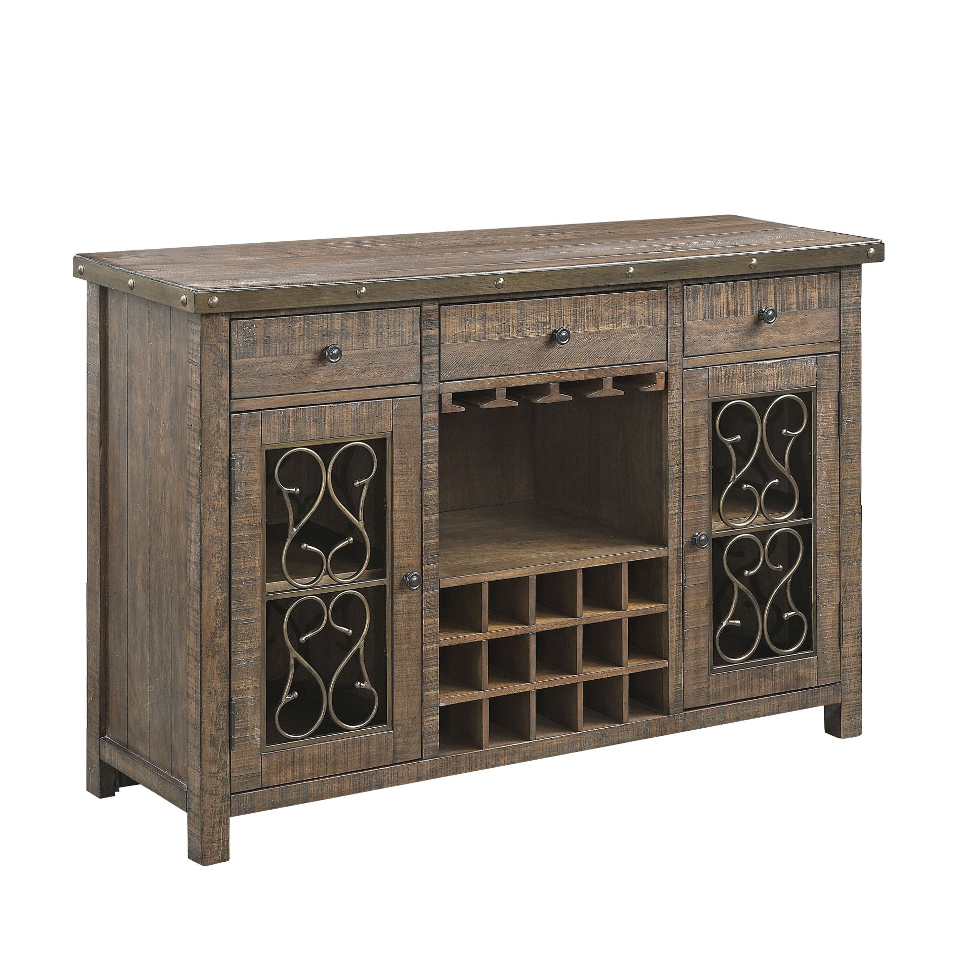 Raphaela - Server With Cup Holder & Wine Rack - Cherry - Image 3