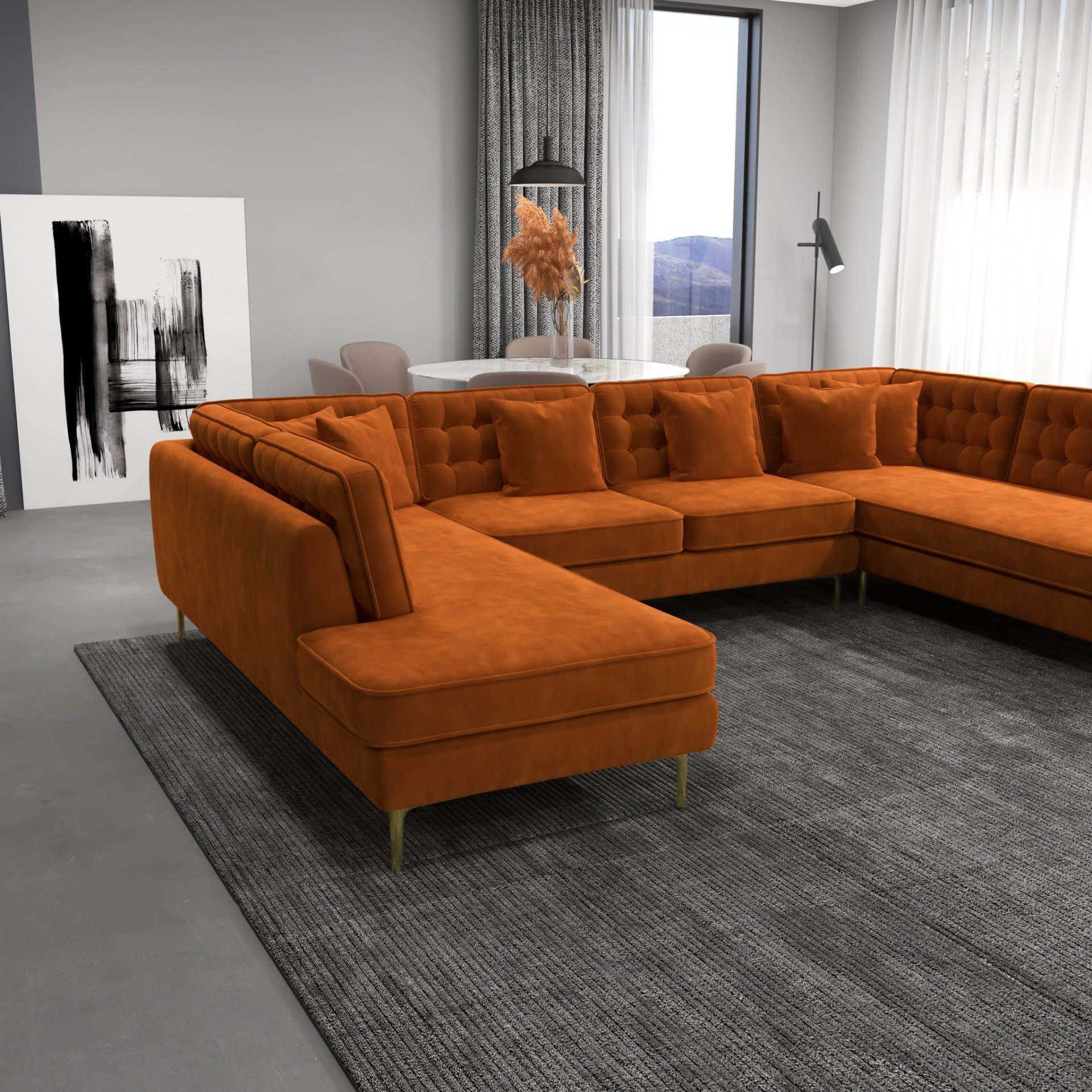 Brooke - U Shape Corner Sofa - Orange - Image 14