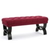Hilton - Ottoman Bench With Button Tufting And Half - Circle Legs - Red - Image 7