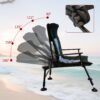 Camping Lounge Chair, Portable Folding Reclining Camping Chair With Adjustable Backrest For Indoor And Outdoor Camping Beach Hiking Fishing - Green / Black - Image 11