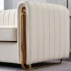 Contemporary Velvet Sofa Couch For Living Room - Beige - Image 8