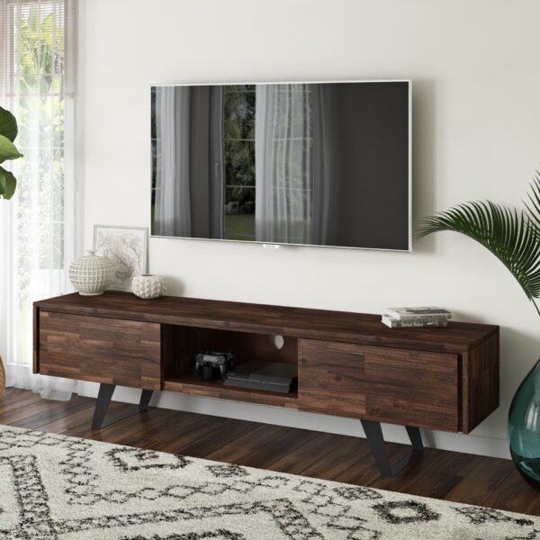 Lowry - Handcrafted, TV Media Stand - Distressed Charcoal Brown