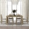 7 Piece Wooden Dining Table Set Mutifunctional Extendable Table With Leaf And 2 Drawers, 6 Dining Chairs With Soft Cushion - Natural Wash - Image 2