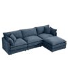 Modular Sectional Sofa L-Shaped Couch With Movable Ottoman - Blue - Image 13