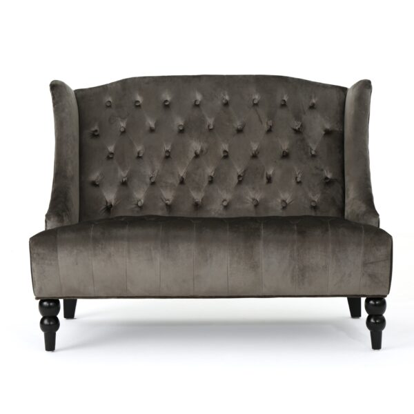 Nurturing - Upholstered Loveseat With Wing Back And Diamond Tufting - Gray