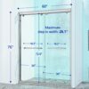 Double Sliding Shower Door, Aluminium Alloy Frame, 5 / 16" (8Mm) Thick Sgcc Tempered Clear Glass - Chrome - Image 3
