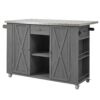 Outdoor Kitchen Island Fir Wood Kitchen Island With Stainless Steel Top, Ample Storage Space, Towel And Spice Racks And A Bottle Opener For Outdoor - Gray - Image 22