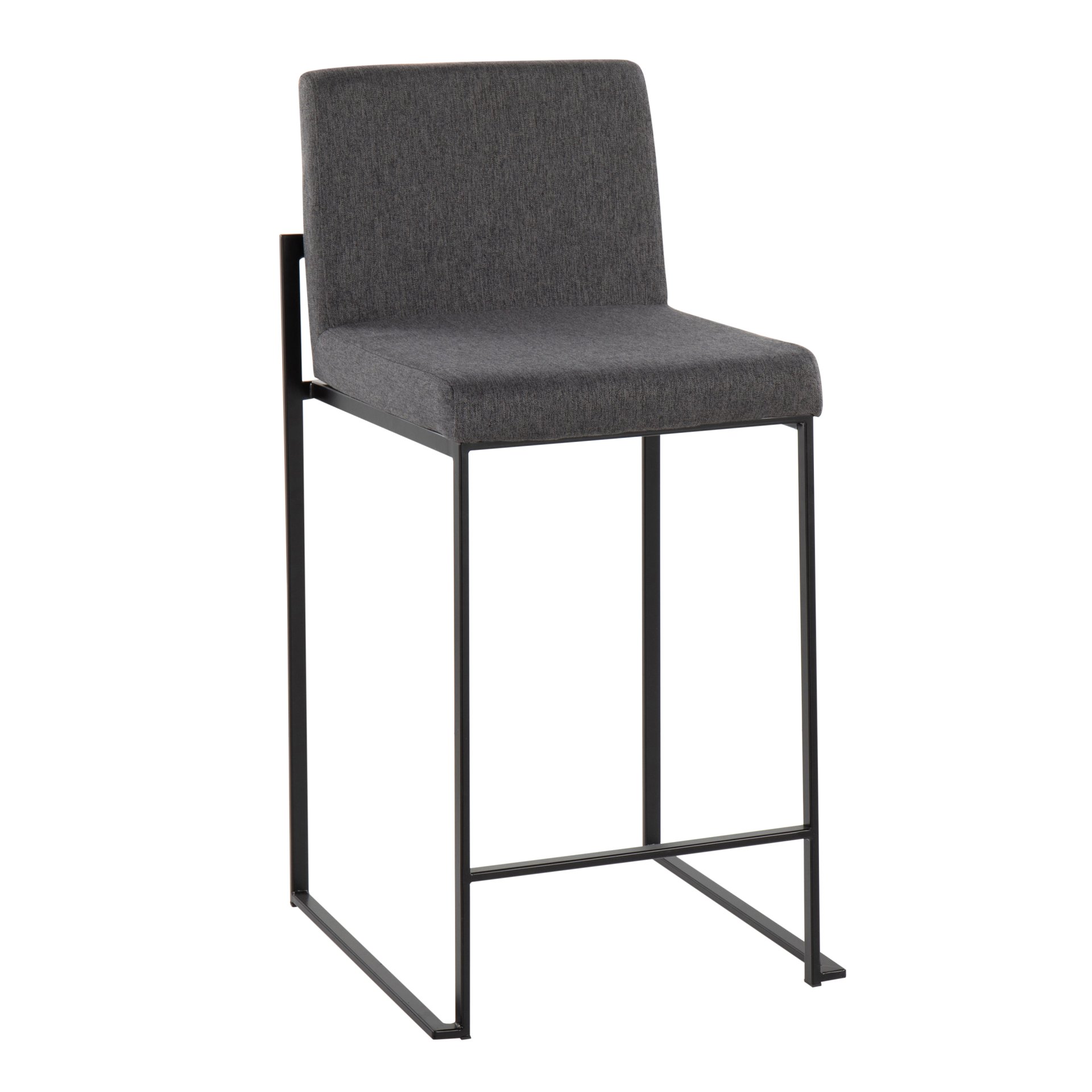 Fuji - Contemporary High Back Counter Stool (Set of 2) - Black / Charcoal - Image 2