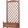Raised Garden Bed With Trellis 2 Pack, Outdoor Planter Box & Plant Stand With Climbing Racks - Brown - Image 21