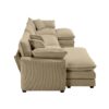 Modern Corduroy Upholstered 4 Seater Sofa With 3 Footstools - Tan - Image 9